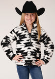 Roper Girls Womens  Polar Fleece  Black White Aztec Polar Fleece Pullover