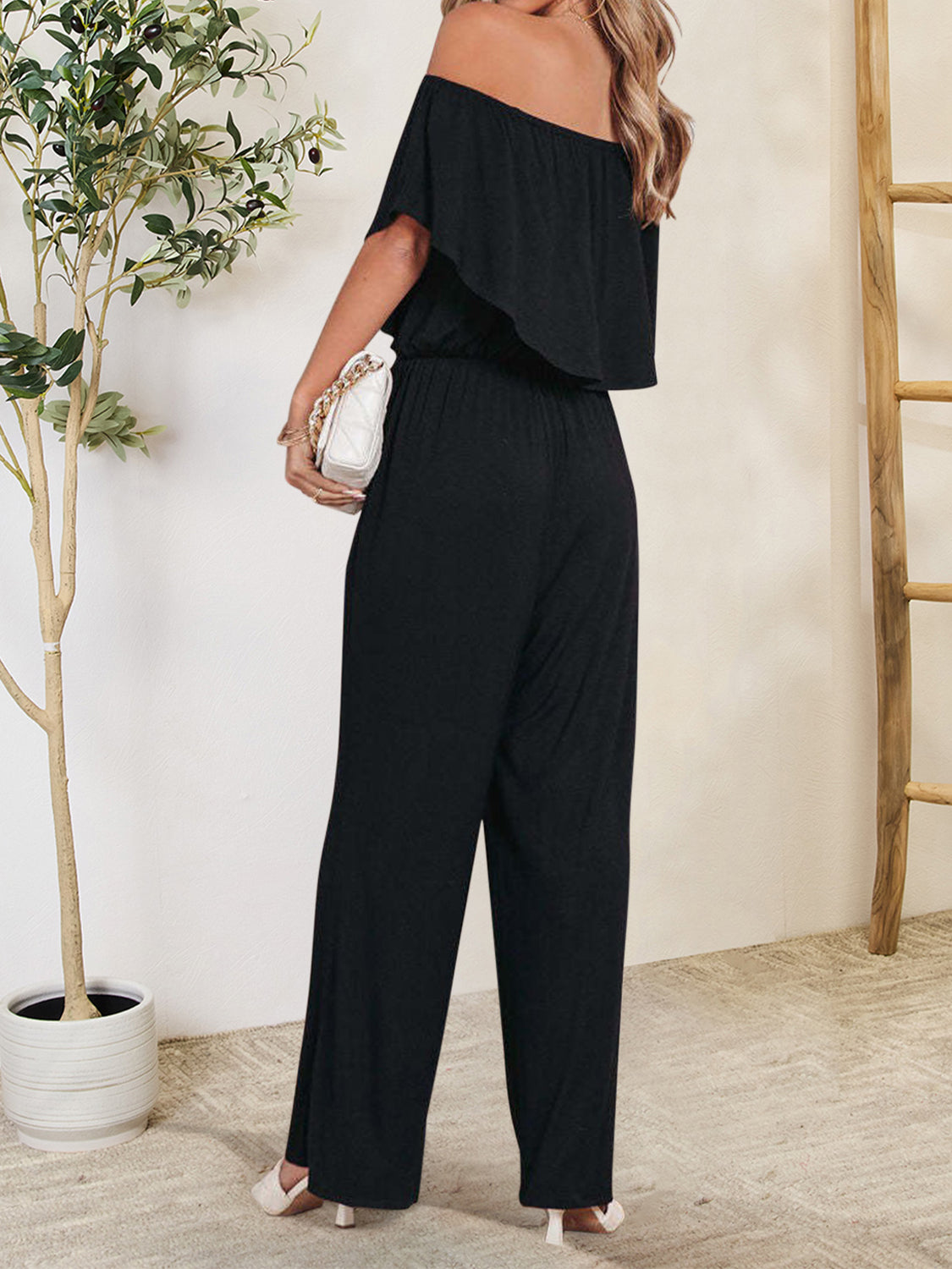 Ruffled Off-Shoulder Jumpsuit - Flyclothing LLC