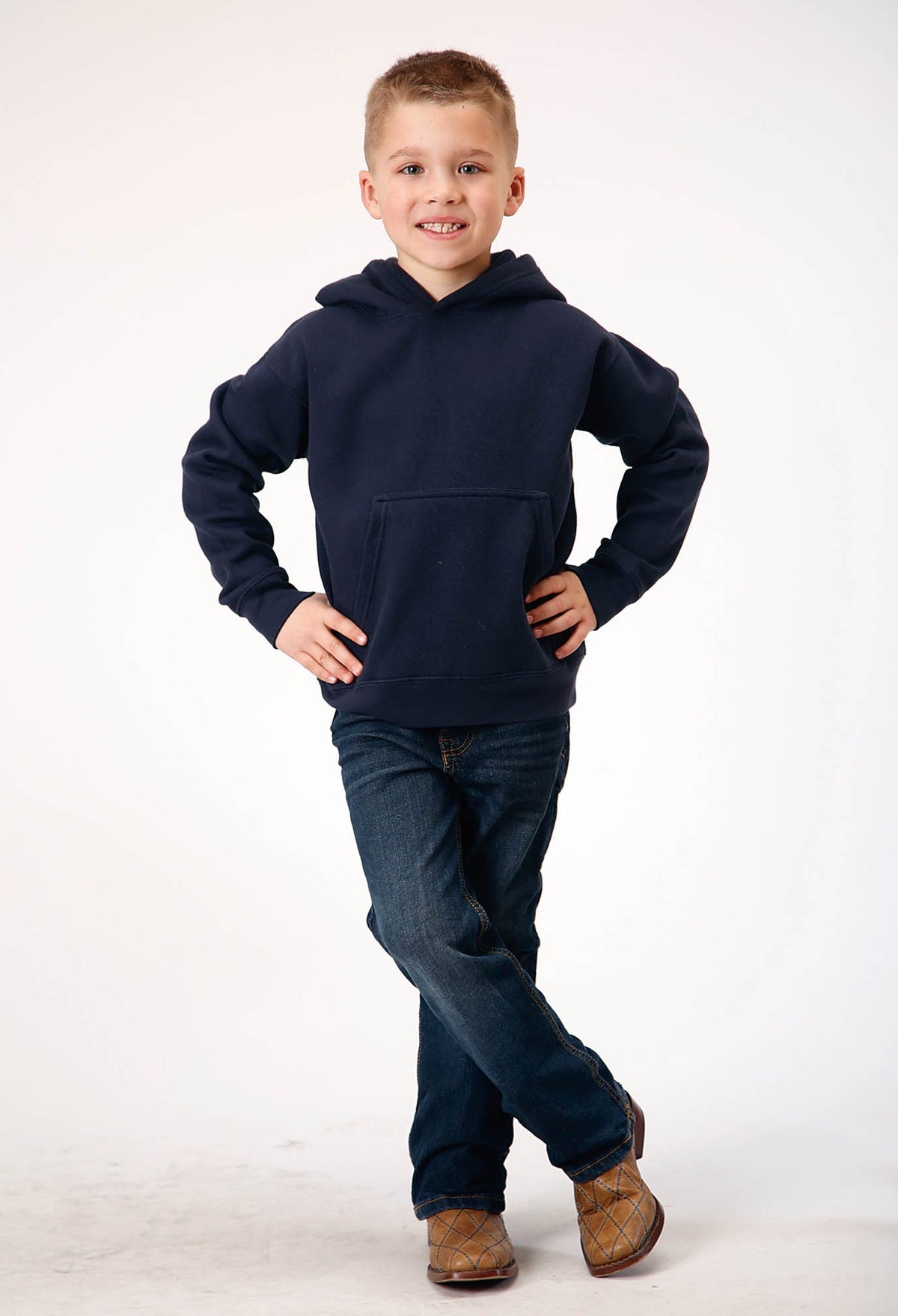 Roper Boys Navy Pullover Hoodie With Front Pocket