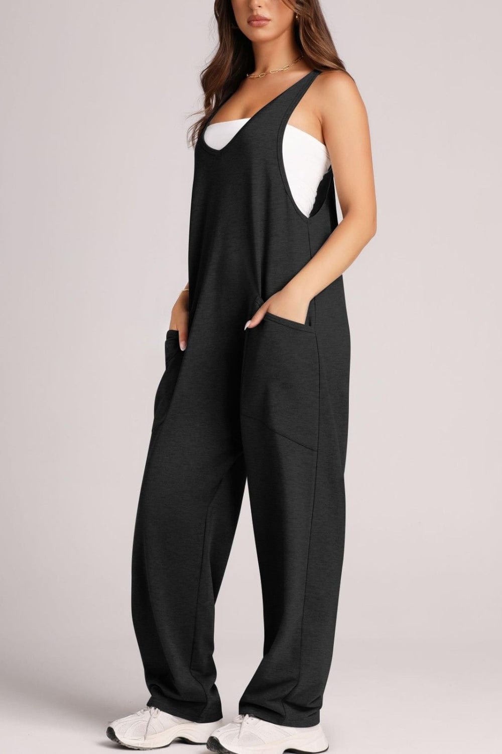 Wide Strap Jumpsuit with Pockets Trendsi