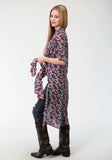 Roper Womens Red And Blue  Print Western Cardigan