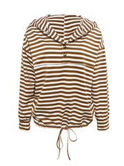 Drawstring Striped Long Sleeve Hoodie