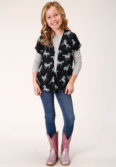 Roper Girls  Wild Horse Print Rayon Cardigan