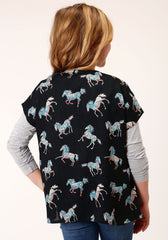 Roper Girls  Wild Horse Print Rayon Cardigan