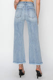 RISEN High Rise Crop Wide Fray Hem Jeans - Trendsi