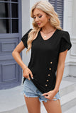 V-Neck Petal Sleeve T-Shirt - Flyclothing LLC