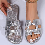 Crocodile Pattern Open-Toe PU Leather Sandals - Flyclothing LLC