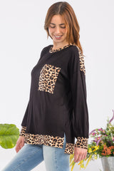 Celeste Full Size Leopard Round Neck Dropped Shoulder T-Shirt - Trendsi