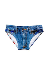 The Chattahoochee Daddy | USA Denim Print Swim Brief