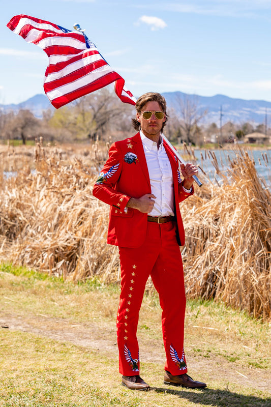 The Sunday Best | Western Style Red USA Suit