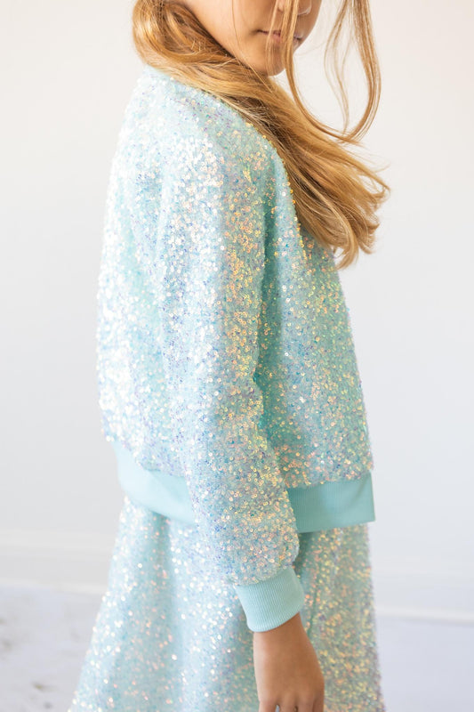 Aqua Sequin Jacket - Mila & Rose ®