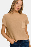 Zenana Mock Neck Short Sleeve Cropped Sweater Trendsi