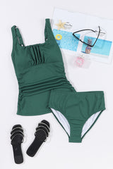 Square Neck Wide Strap Tankini Set Trendsi