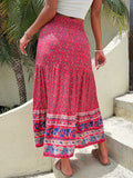 Printed Tiered High Waist Skirt - Flyclothing LLC