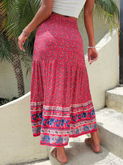 Printed Tiered High Waist Skirt - Flyclothing LLC