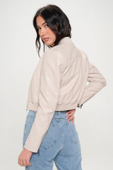 Coalition LA Zip Up Cropped Bomber Jacket - Trendsi