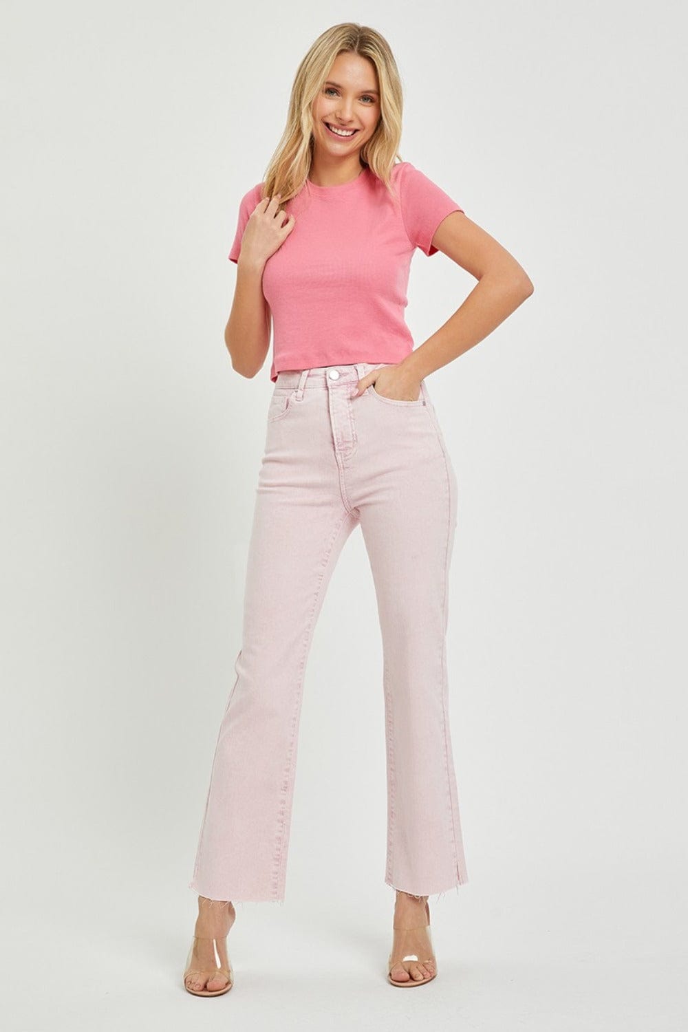 RISEN Full Size High Rise Tummy Control Straight Jeans - Trendsi