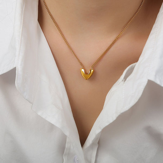 Gold-Plated Heart Pendant Necklace Trendsi