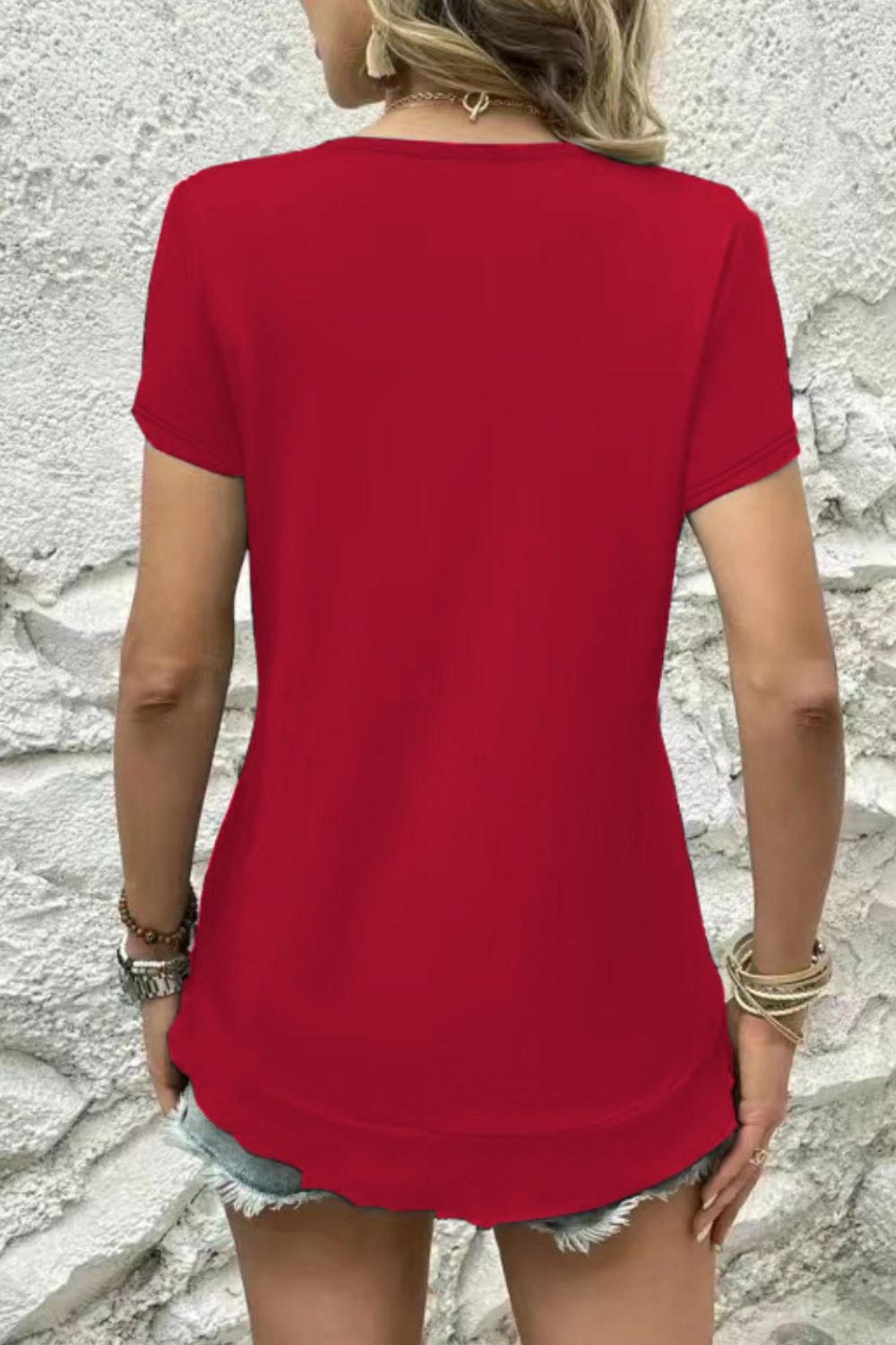 V-Neck Short Sleeve Blouse - Flyclothing LLC