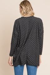 BOMBOM Checkered Long Sleeve V-Neck T-Shirt - Trendsi