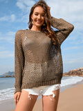 Heart Openwork Long Sleeve Cover-Up - Flyclothing LLC