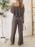 Ruffled Off-Shoulder Jumpsuit - Flyclothing LLC