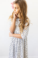 Scattered Dot 3/4 Sleeve Pocket Twirl Dress