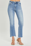 RISEN Full Size Frayed Hem Cropped Straight Jeans - Trendsi