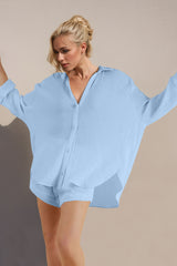 Basic Bae Breathable Button Down Long Sleeve Top and Shorts Set