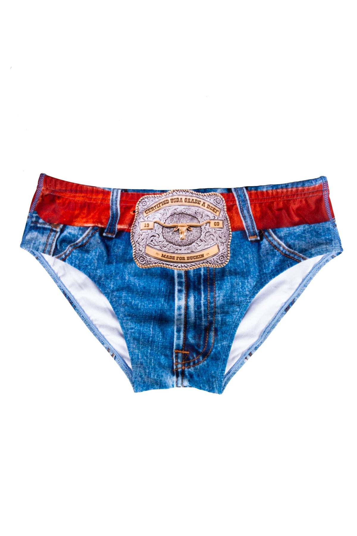 The Ranch Hand | Western Denim Printed Swim Brief - Shinesty