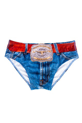 The Ranch Hand | Western Denim Printed Swim Brief - Shinesty