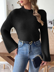 Mock Neck Long Sleeve Sweater - Trendsi