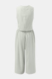 Round Neck Top and Wide Leg Pants Set - Trendsi