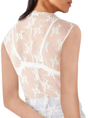 Lace Mock Neck Top - Trendsi