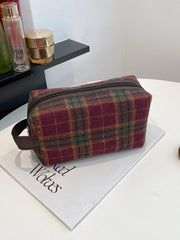 Contrast Plaid Clutch with Zipper - Trendsi