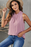 Frill Swiss Dot Round Neck Tank - Flyclothing LLC