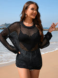 Heart Openwork Long Sleeve Cover-Up - Flyclothing LLC