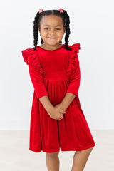 Red Velvet Ruffle Twirl Dress - Mila & Rose ®