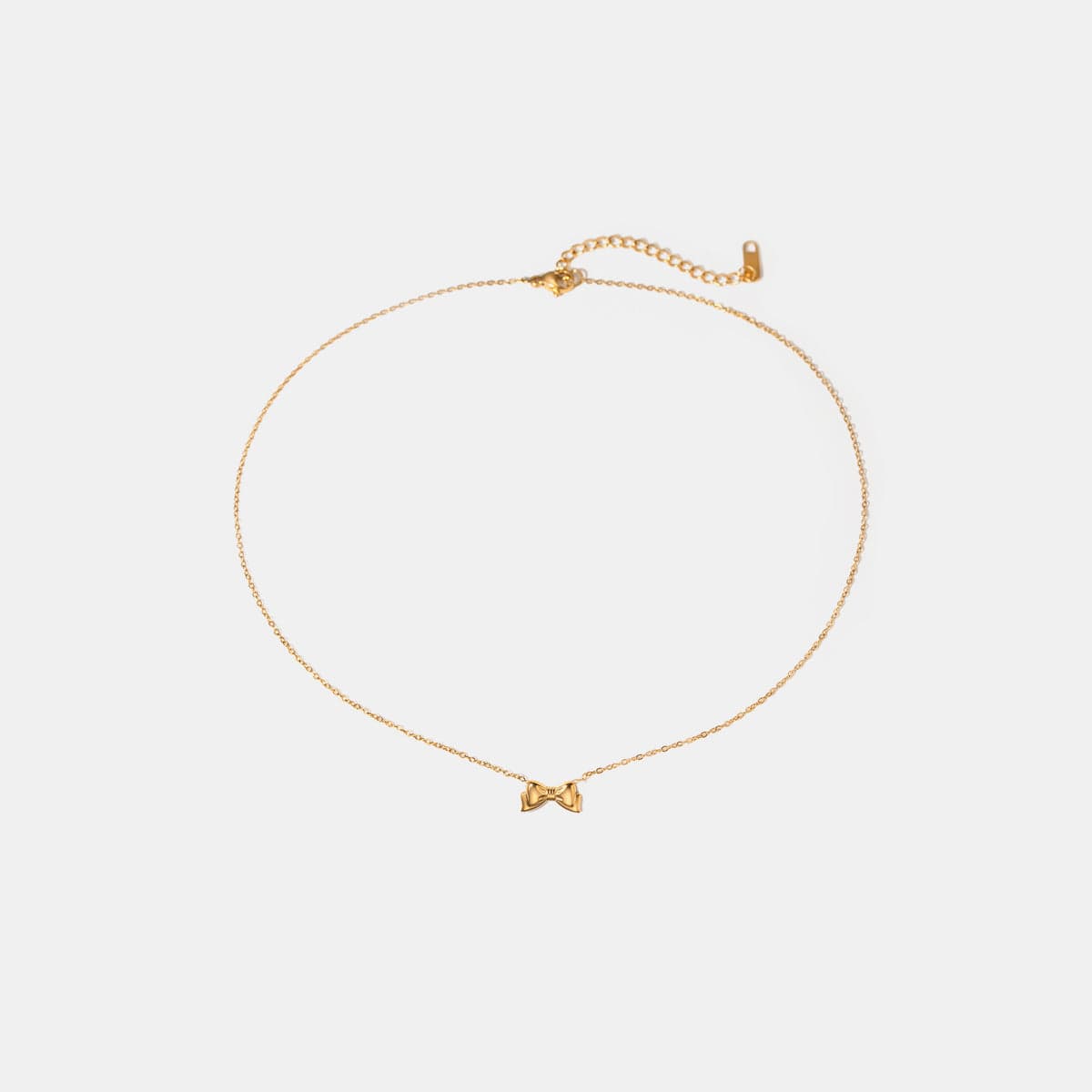 18K Gold-Plated Stainless Steel Bow Necklace - Trendsi