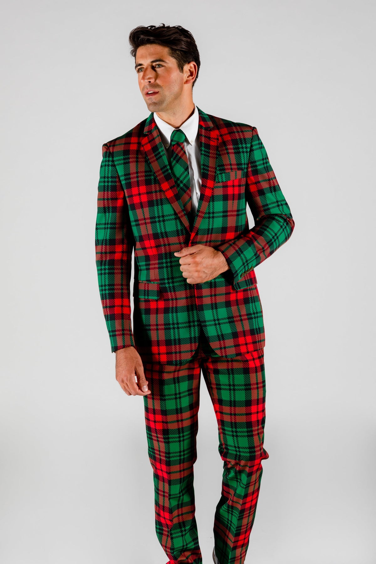 The Lincoln Log Love Daddy | Red And Green Plaid Ugly Christmas Suit