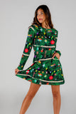 The Christmas Tree Camo | Christmas Tree Print Skater Dress - Shinesty