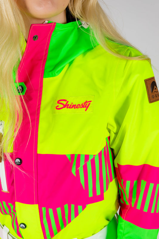 The Cat Track Fever | Neon Yellow Retro Women's One Piece Ski Suit