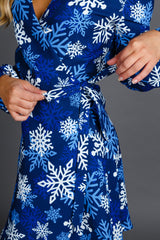 The Young Frosty | Blue Snowflake Wrap Dress