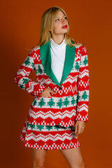 The Red Ryder | Women's Knit Print Christmas Suit