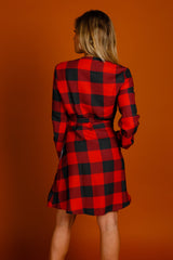 The Red & Black Lumberjack | Red Buffalo Check Christmas Wrap Dress