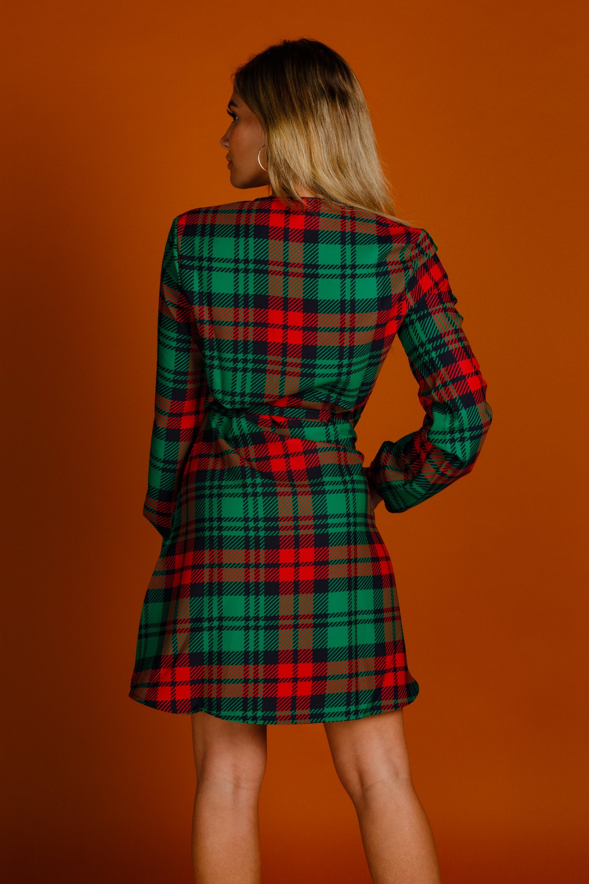 The Lincoln Log Love Lady | Plaid Christmas Wrap Dress