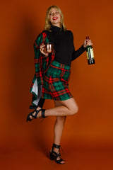 The Lincoln Log Love Lady | Women's Green Plaid Christmas Skirt