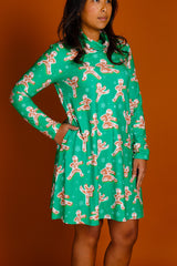 The Ninja Bread | Green Gingerbread Man Turtleneck Dress