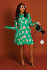 The Ninja Bread | Green Gingerbread Man Turtleneck Dress