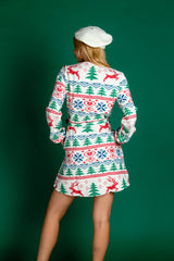 The Offly White Christmas | Fair Isle White Christmas Wrap Dress